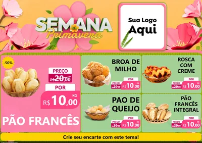 Modelo de Encarte para Encarte A4 Horizontal com o tema Semana da Primavera para Padaria