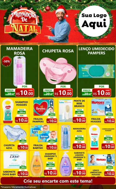Modelo de Encarte para Encarte Grande com o tema Promoção de Natal para Bebês