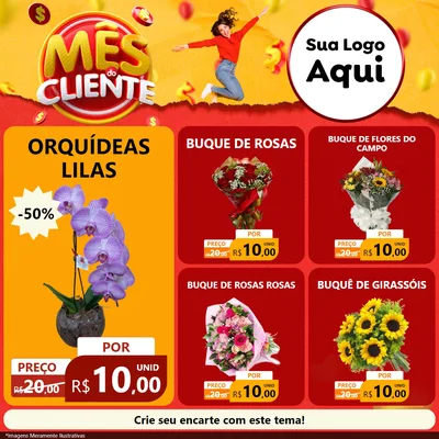 Modelo de Rede Social para Feed Facebook com o tema Mês do Cliente para Floricultura e jardim