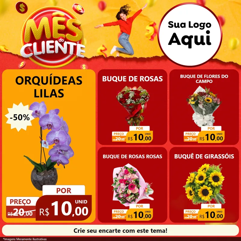 Modelo de Rede Social para Feed Facebook com o tema Mês do Cliente para Floricultura e jardim