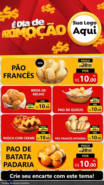 Modelo de TV para TV Vertical com o tema É Dia De Promoção para Padaria