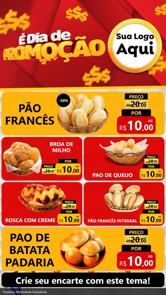 Modelo de TV para TV Vertical com o tema É Dia De Promoção para Padaria