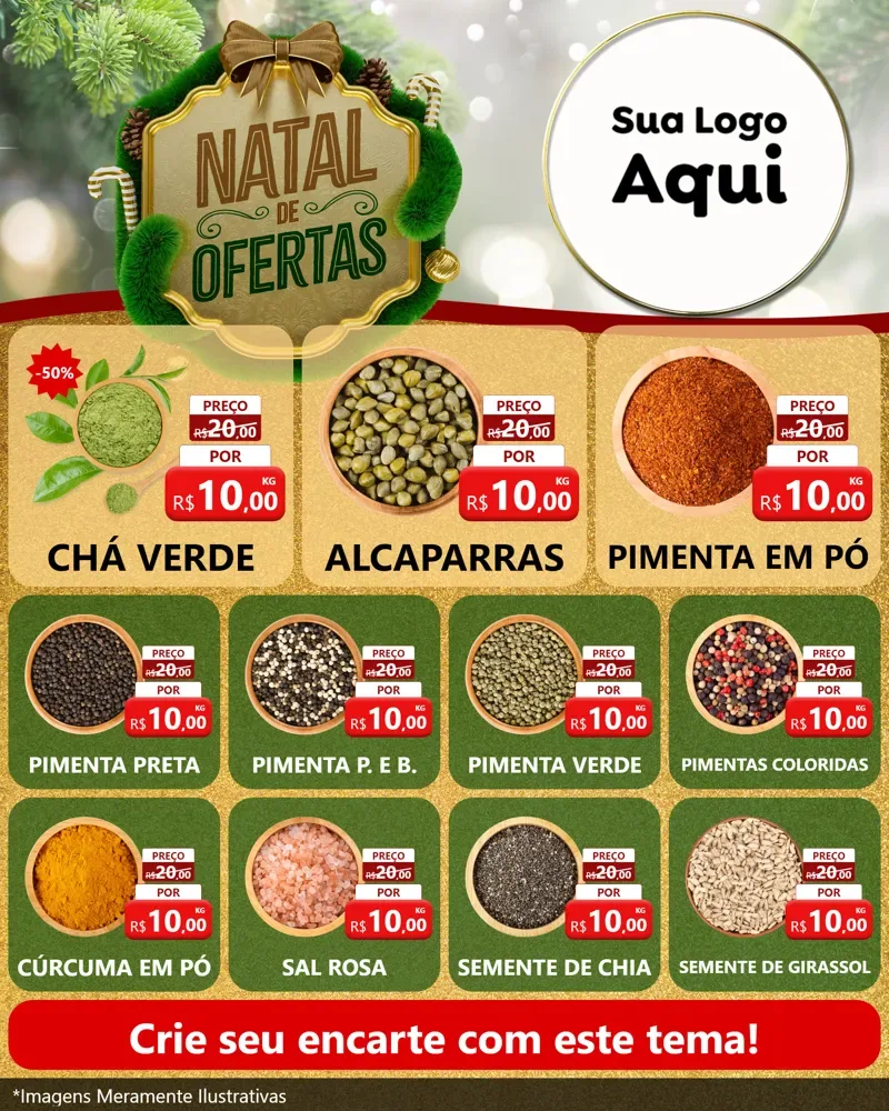 Modelo de Rede Social para Feed Instagram com o tema Ofertas de Natal para Produtos Naturais