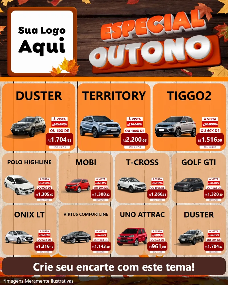 Modelo de Rede Social para Feed Instagram com o tema Especial Outono para Concessionaria de Carros