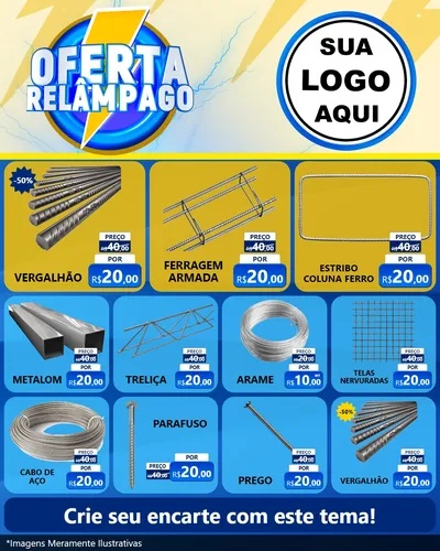 Modelo de Rede Social para Feed Instagram com o tema Oferta Relâmpago para Ferragens