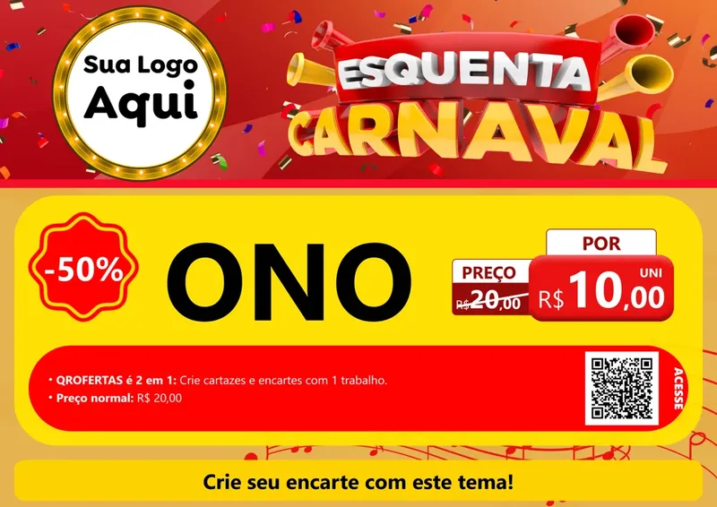 Modelo de Cartaz para Cartaz A4 Horizontal com o tema Esquenta Carnaval para Óticas