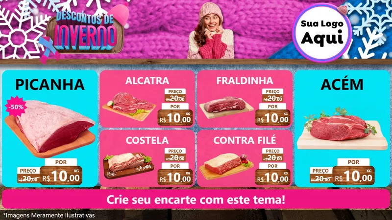 Modelo de TV para TV Horizontal com o tema Descontos de Inverno para Açougue