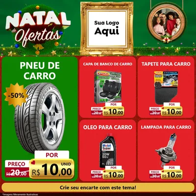 Modelo de Rede Social para Feed Facebook com o tema Natal de Ofertas para Auto peças