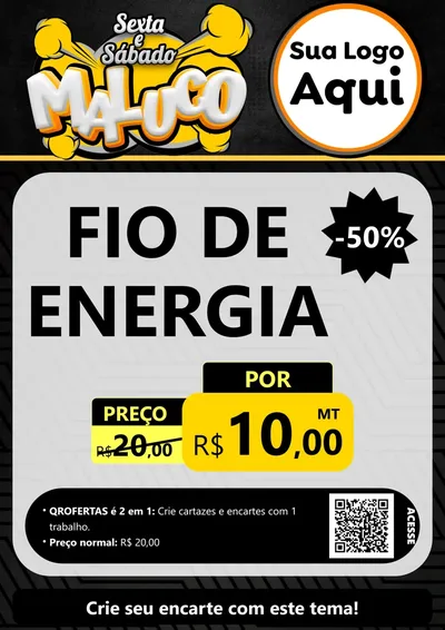 Modelo de Cartaz para Cartaz A4 Vertical com o tema Sexta e Sábado Maluco para Materiais Elétricos