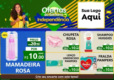 Modelo de Encarte para Encarte A4 Horizontal com o tema Ofertas da Semana da Independência para Bebês