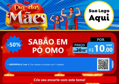 Modelo de Cartaz para Cartaz A4 Horizontal com o tema Dia das Mães para Produtos de Limpeza
