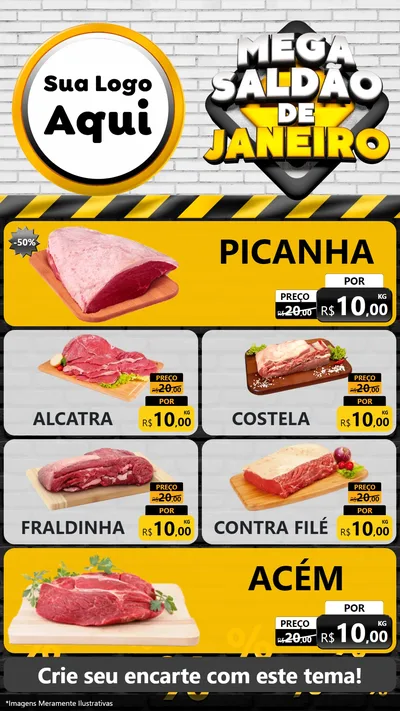 Modelo de TV para TV Vertical com o tema Mega Saldão de Janeiro para Açougue