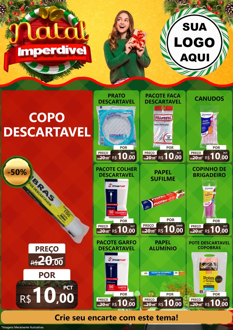 Modelo de Encarte para Encarte A4 Vertical com o tema Natal Imperdível para Embalagens
