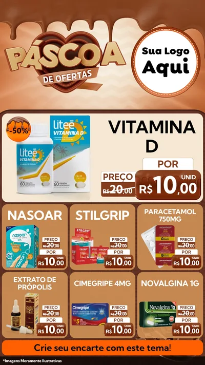 Modelo de Rede Social para Stories com o tema Páscoa de Ofertas para Farmácia