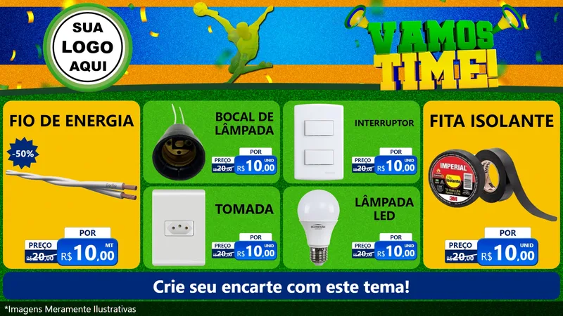 Modelo de TV para TV Horizontal com o tema Vamos Time! para Materiais Elétricos