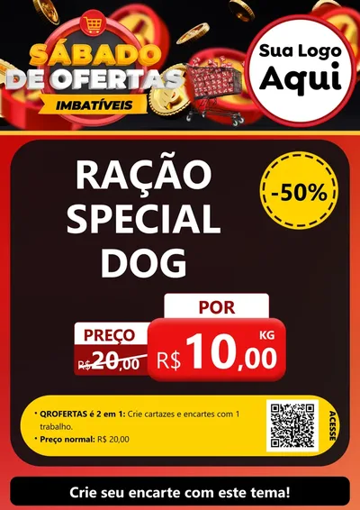 Modelo de Cartaz para Cartaz A4 Vertical com o tema Sábado de Ofertas Imbatíveis para Pet Shop