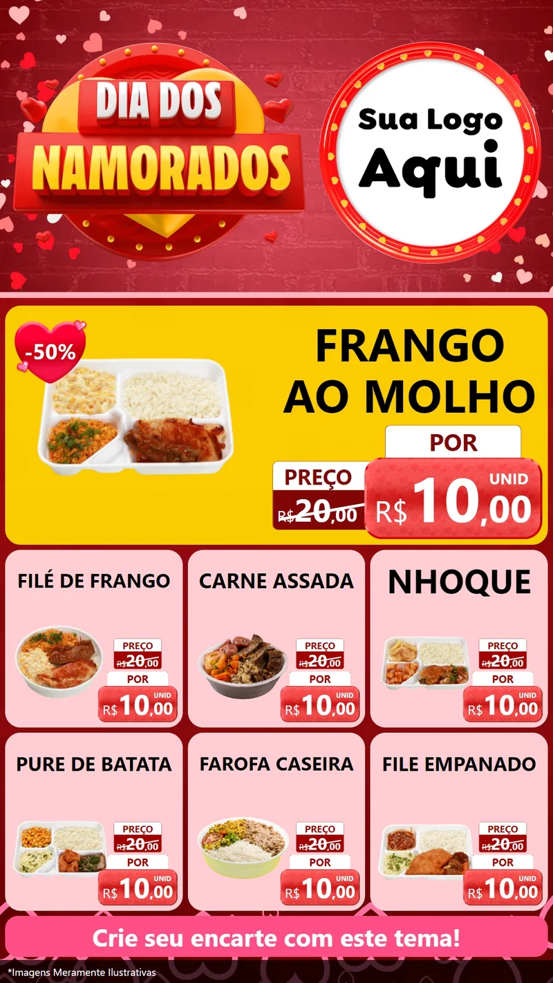 Modelo de Rede Social para Stories com o tema Dia Dos Namorados para Restaurante