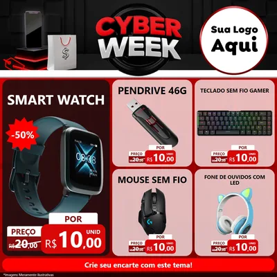 Modelo de Rede Social para Feed Facebook com o tema Cyber Week para Informática