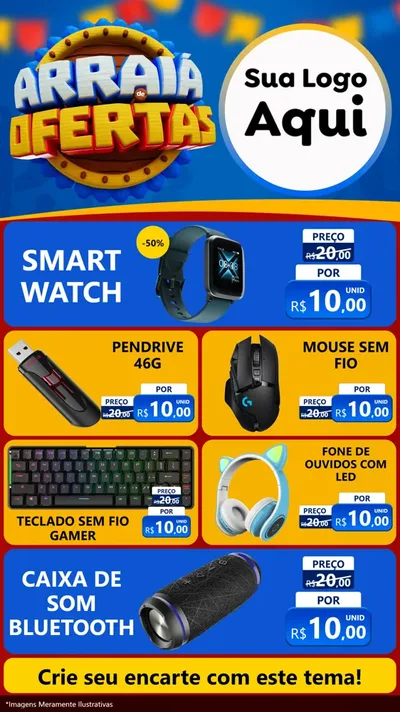 Modelo de TV para TV Vertical com o tema Arraiá de Ofertas - Junina para Informática