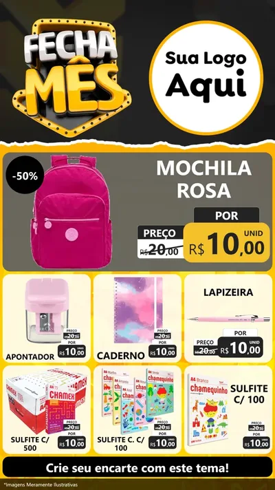 Modelo de Rede Social para Stories com o tema Fecha Mês para Papelaria
