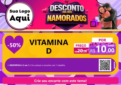 Modelo de Cartaz para Cartaz A4 Horizontal com o tema Desconto Dia dos Namorados para Farmácia