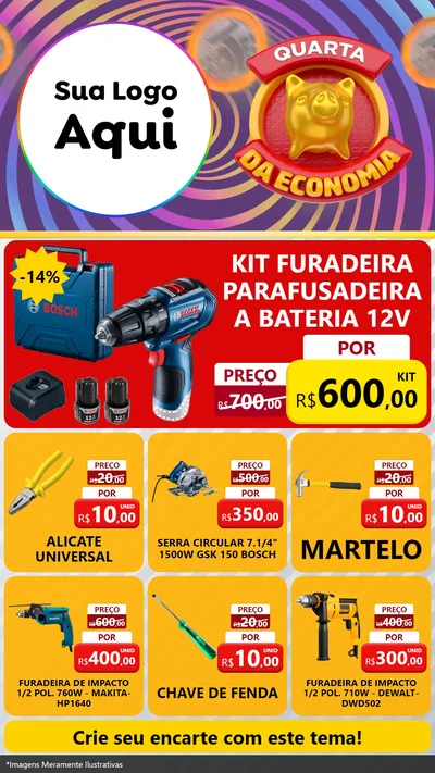 Modelo de Rede Social para Stories com o tema Quarta da Economia para Maquinas e Ferramentas