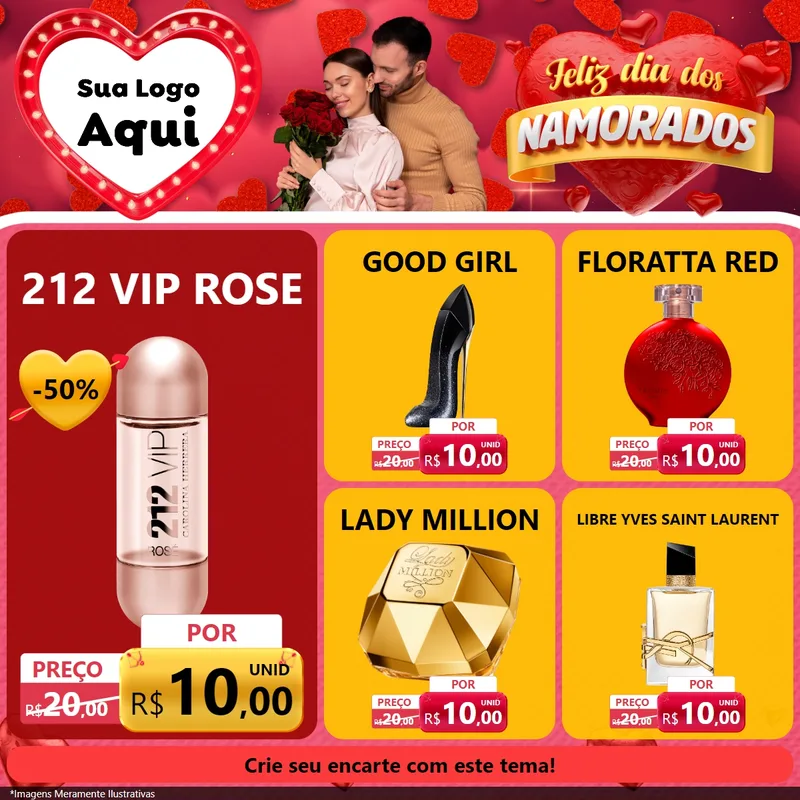 Modelo de Rede Social para Feed Facebook com o tema Feliz Dia Dos Namorados para Perfumes