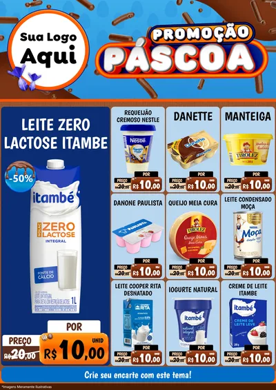 Modelo de Encarte para Encarte A4 Vertical com o tema Promoção Páscoa para Frios e Laticínios