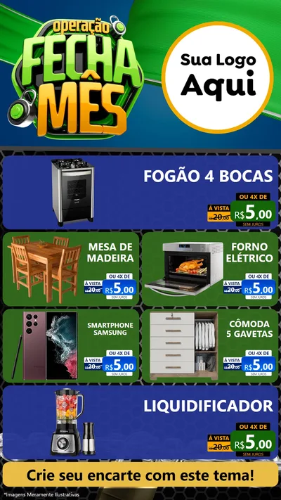 Modelo de TV para TV Vertical com o tema Operação Fecha Mês para Móveis e Eletro