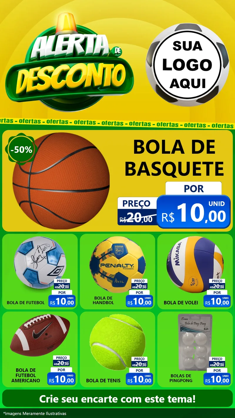 Modelo de Rede Social para Stories com o tema Alerta de Desconto para Artigos Esportivos