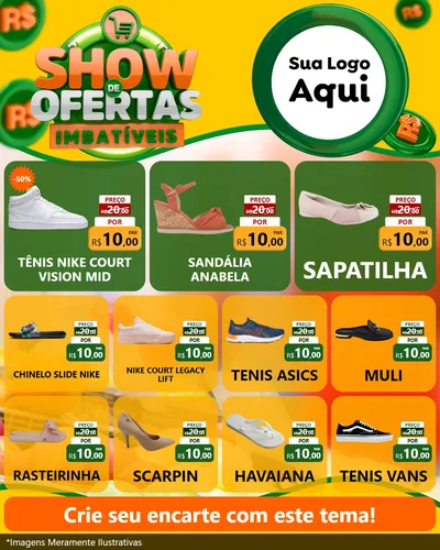 Modelo de Rede Social para Feed Instagram com o tema Show de Ofertas Imbatíveis para Calçados