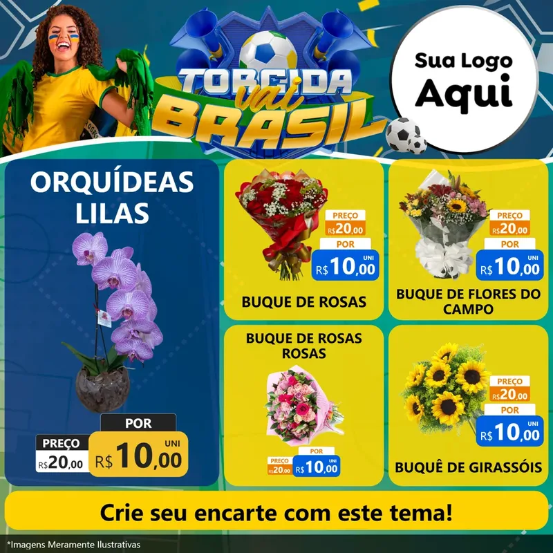 Modelo de Rede Social para Feed Facebook com o tema Torcida Vai Brasil - Copa para Floricultura e jardim