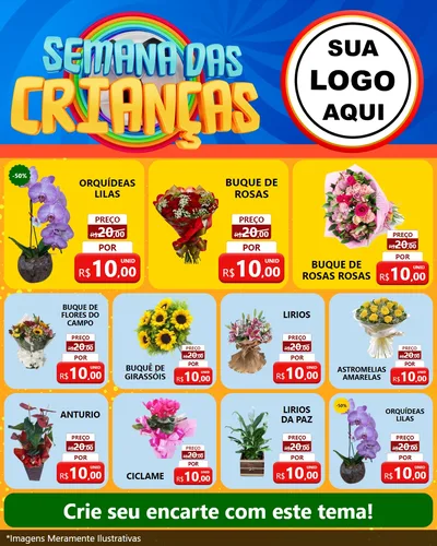 Modelo de Rede Social para Feed Instagram com o tema Semana das Crianças para Floricultura e jardim
