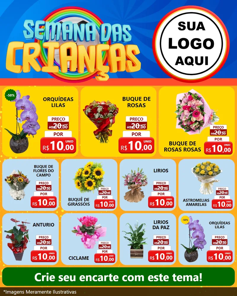Modelo de Rede Social para Feed Instagram com o tema Semana das Crianças para Floricultura e jardim
