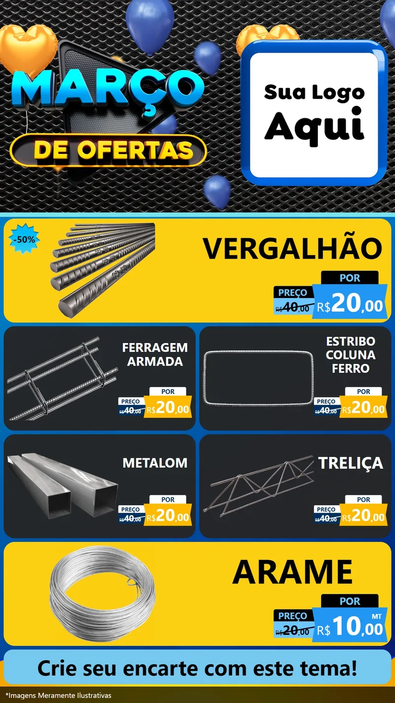 Modelo de TV para TV Vertical com o tema Março de Ofertas para Ferragens