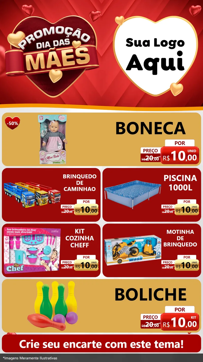 Modelo de TV para TV Vertical com o tema Promoção Dia das Mães para Brinquedos