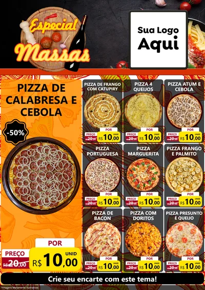 Modelo de Encarte para Encarte A4 Vertical com o tema Especial Massas para Pizzaria