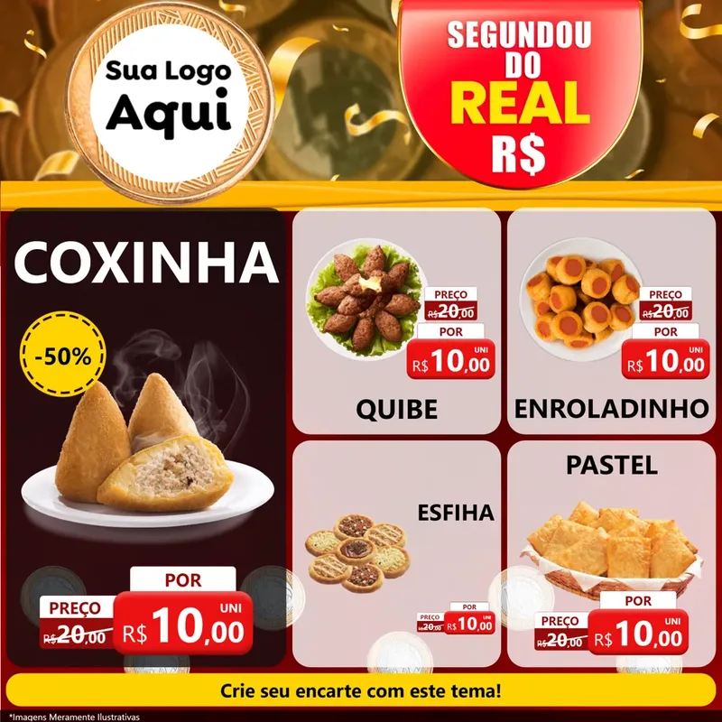 Modelo de Rede Social para Feed Facebook com o tema Segundou do Real para Salgadaria