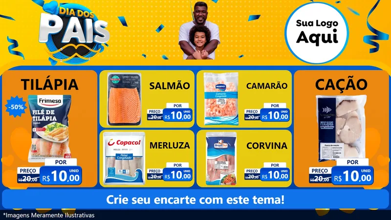 Modelo de TV para TV Horizontal com o tema Dia dos Pais para Peixaria