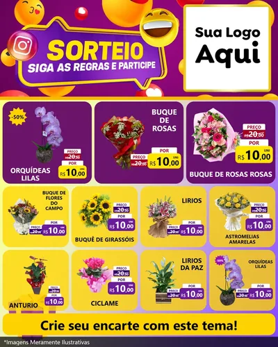 Modelo de Rede Social para Feed Instagram com o tema Sorteio para Floricultura e jardim