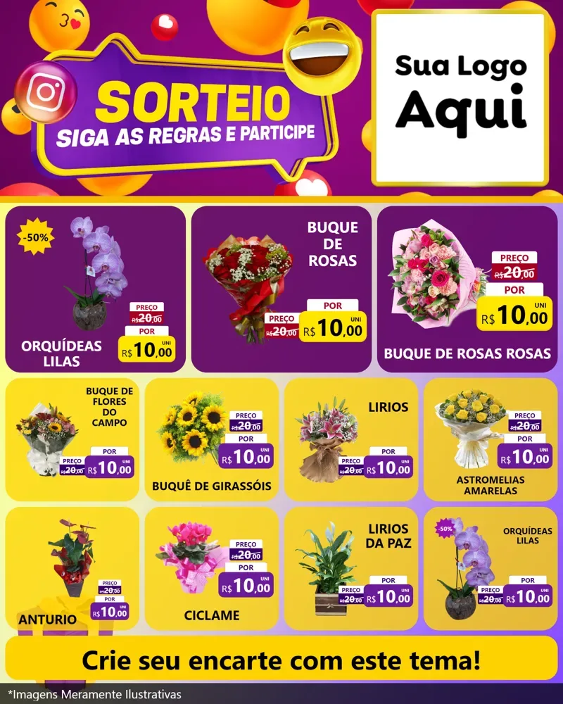 Modelo de Rede Social para Feed Instagram com o tema Sorteio para Floricultura e jardim