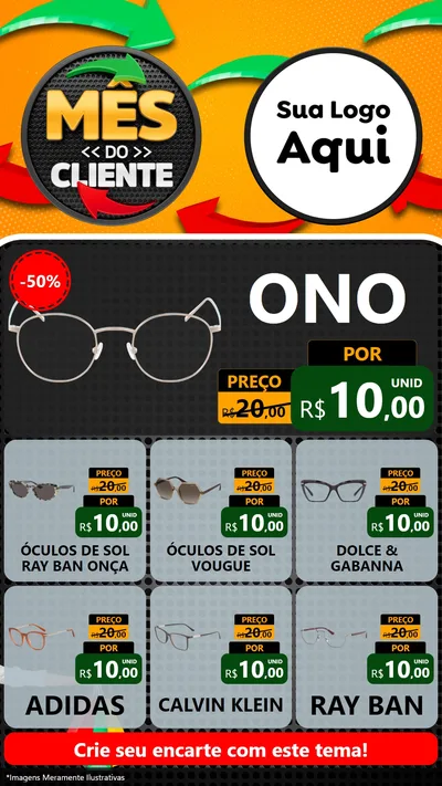 Modelo de Rede Social para Stories com o tema Mês do Cliente para Óticas