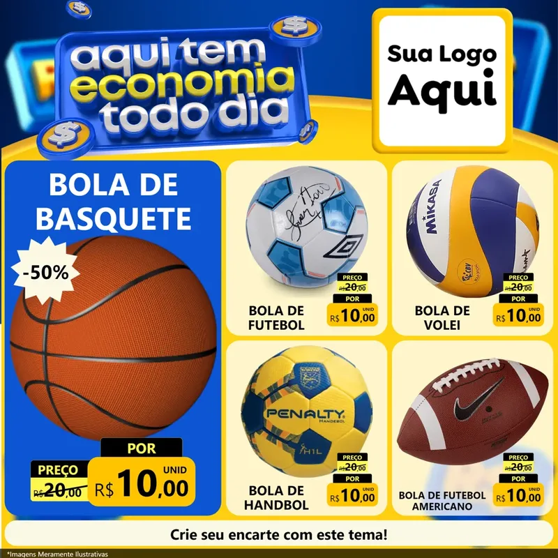 Modelo de Rede Social para Feed Facebook com o tema Aqui Tem Economia Todo Dia para Artigos Esportivos