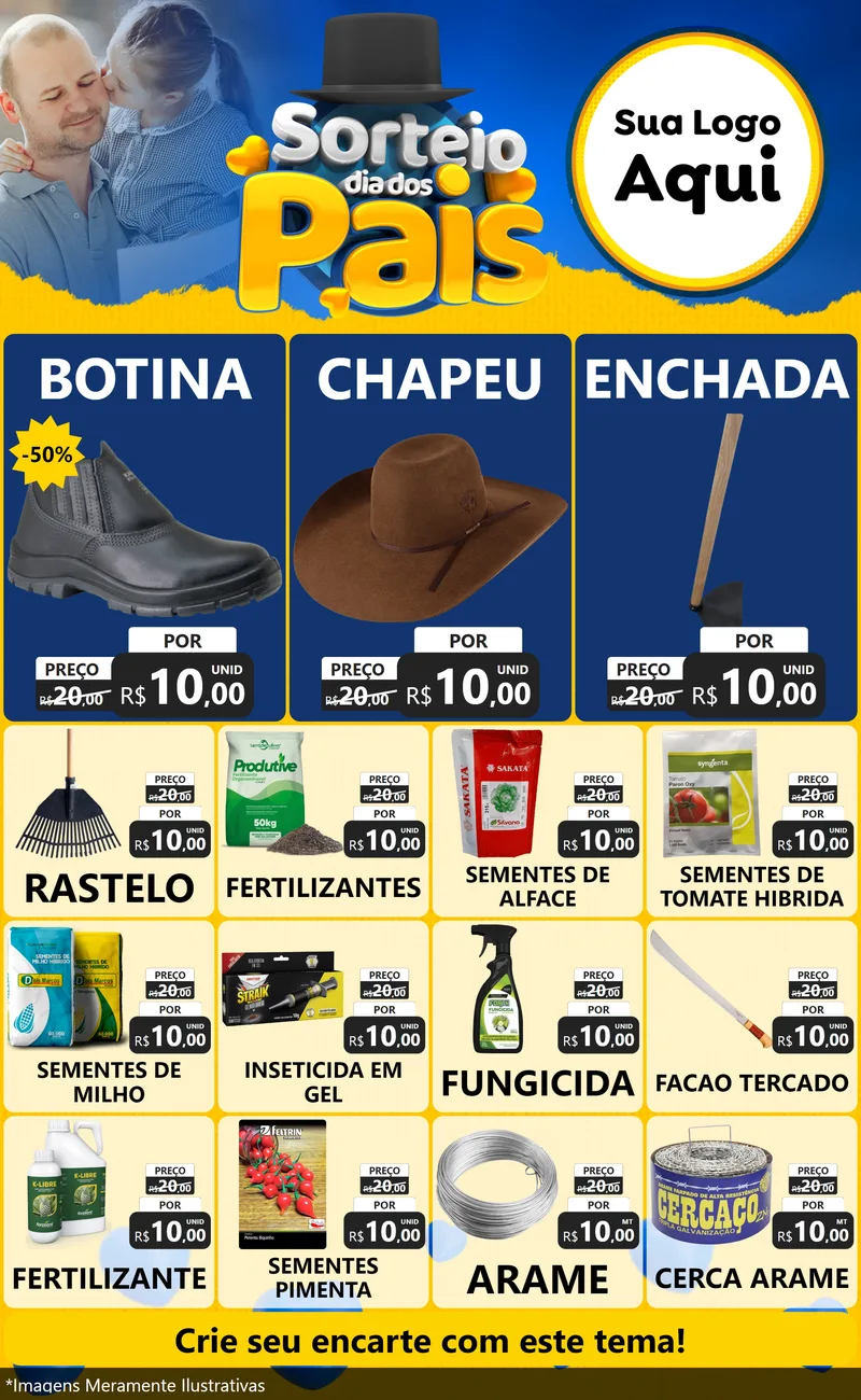 Modelo de Encarte para Encarte Grande com o tema Sorteio Dia Dos Pais para Agropecuária
