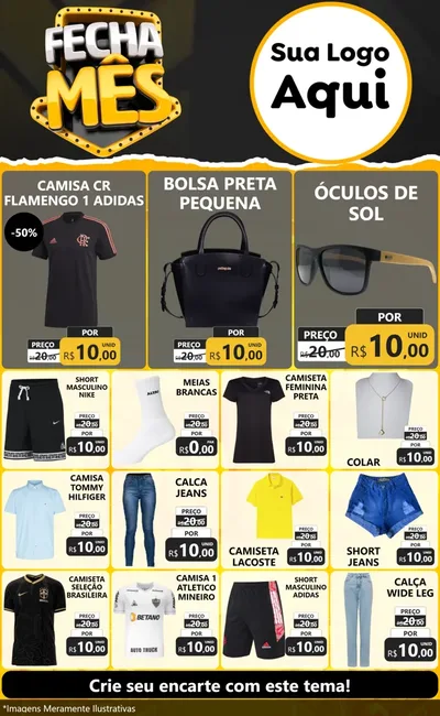 Modelo de Encarte para Encarte Grande com o tema Fecha Mês para Roupas e acessórios