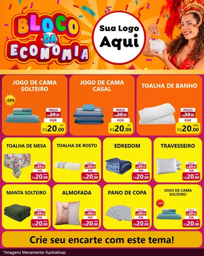Modelo de Rede Social para Feed Instagram com o tema Bloco da Economia para Cama, Mesa e Banho