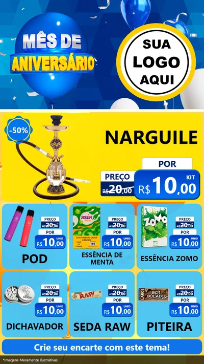 Modelo de Rede Social para Stories com o tema Mês de Aniversário para Tabacaria