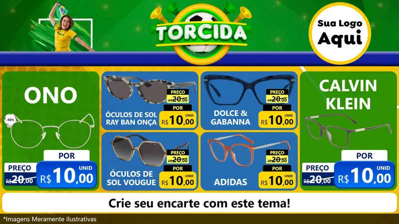 Modelo de TV para TV Horizontal com o tema Torcida para Óticas
