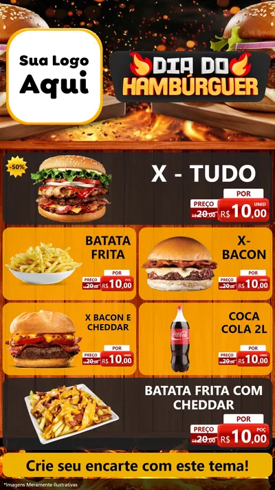 Modelo de TV para TV Vertical com o tema Dia do Hambúrguer para Hamburgueria