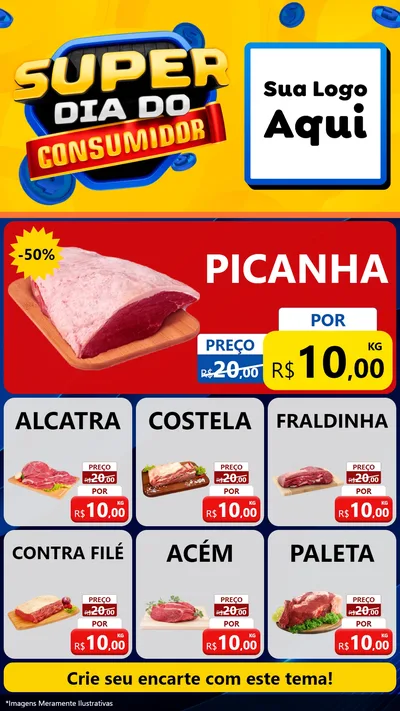 Modelo de Rede Social para Stories com o tema Super Dia do Consumidor para Açougue